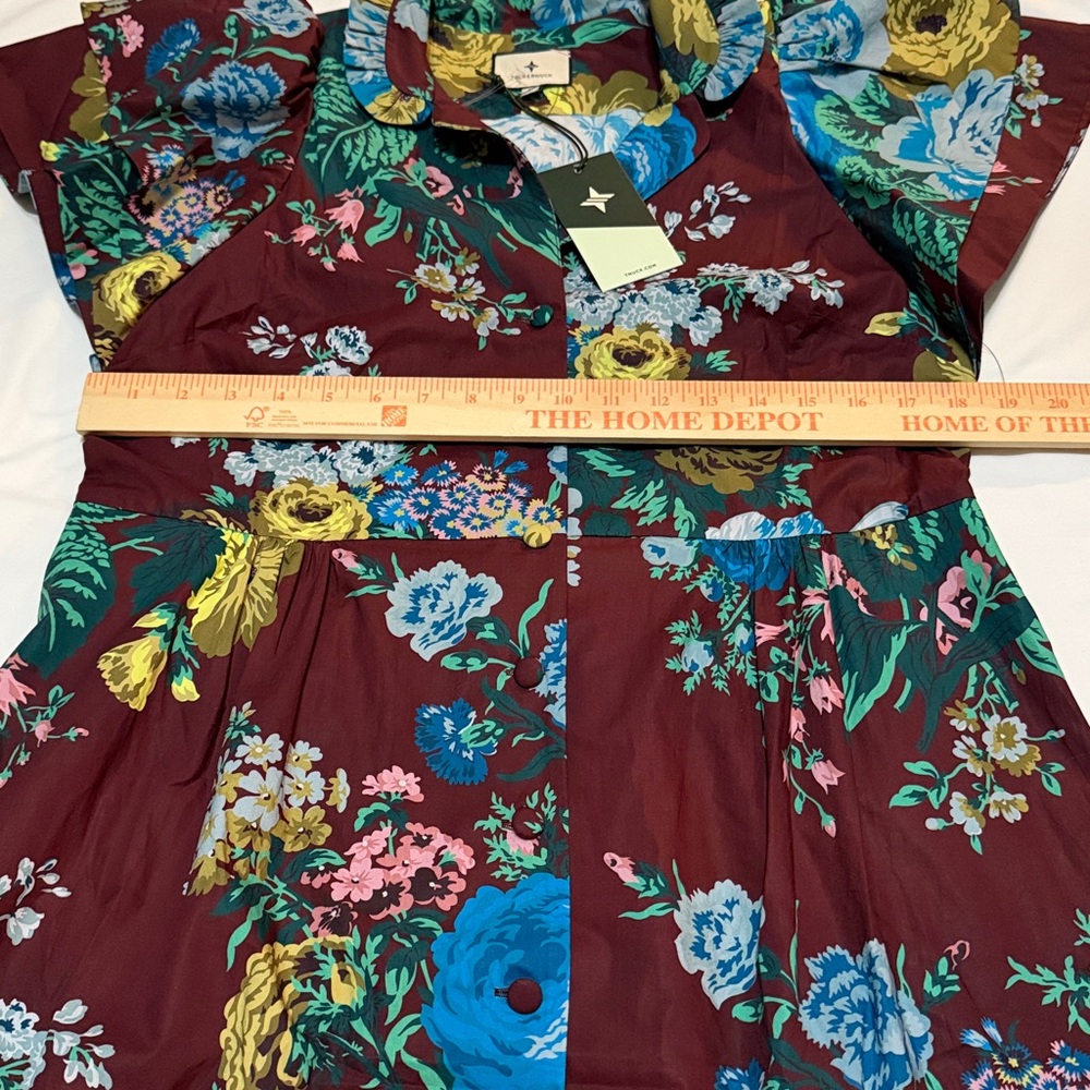 Tuckernuck Floral Alice Dress Oxblood Verdant 100% Cotton M NWT - Picture 5 of 6